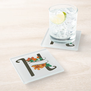 Dessous-de-verre En Verre Monographie florale H lettre majuscule