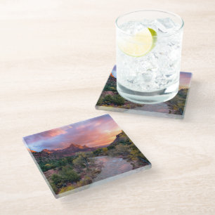 Dessous-de-verre En Verre Montagnes   Le Parc National De La Zion Watchman U