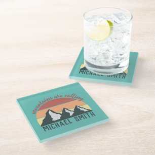 Dessous-de-verre En Verre Montagnes pastel vintage appellent monogramme ciel