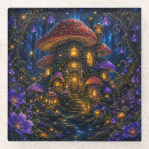 Dessous-de-verre En Verre Moon Child Forêt Enchantée Cottage Champignon Côte