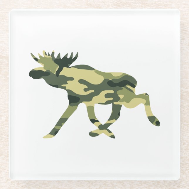 Dessous-de-verre En Verre Moose / Elk Woodland Camouflage / Camo (Devant)