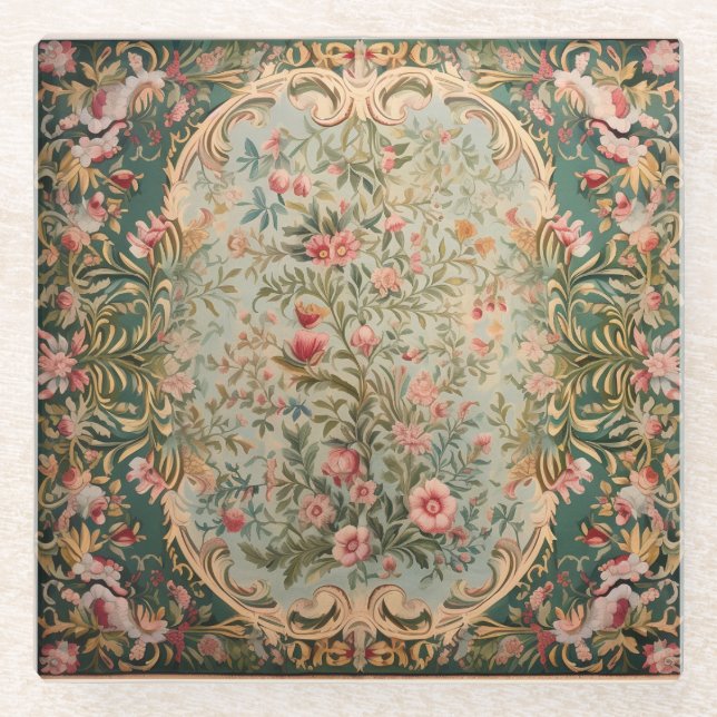 Dessous-de-verre En Verre Moquette orientale florale (Devant)