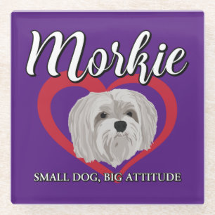 Dessous-de-verre En Verre Morkie - Petit chien, grande attitude - 3