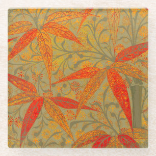 Dessous-de-verre En Verre Morris & Co. Motif Bamboo Godwin Orange et Sauge