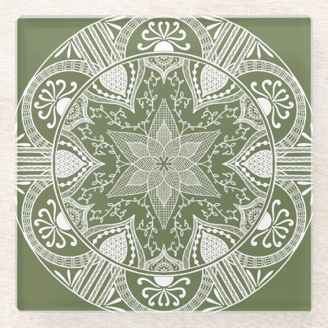 Dessous-de-verre En Verre Moss Mandala (Devant)