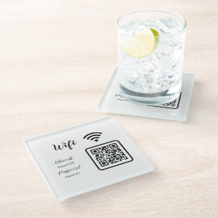 Dessous-de-verre En Verre Mot de passe Wifi de l'hôtel personnalisé pour QR