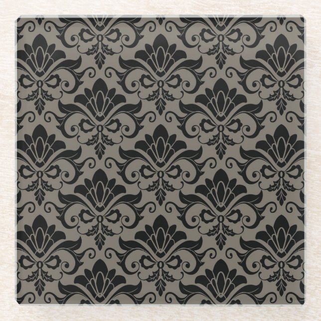 Dessous-de-verre En Verre Motif 2 de damassé (Devant)