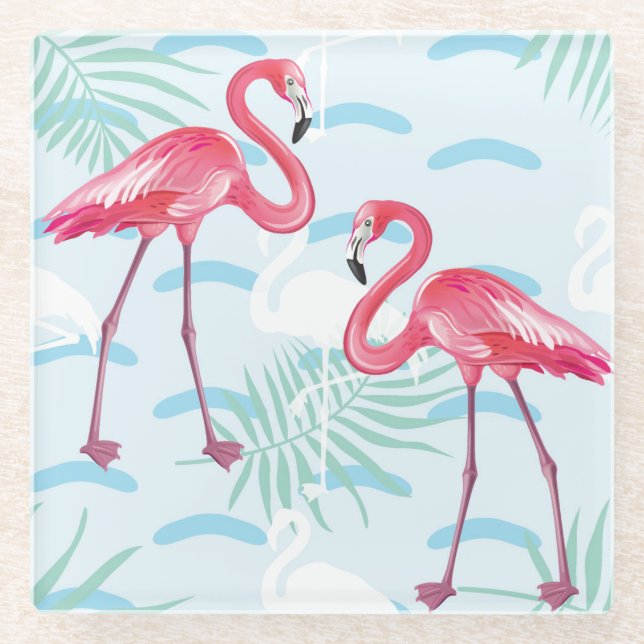 Dessous-de-verre En Verre Motif 2 de Flamant rose (Devant)