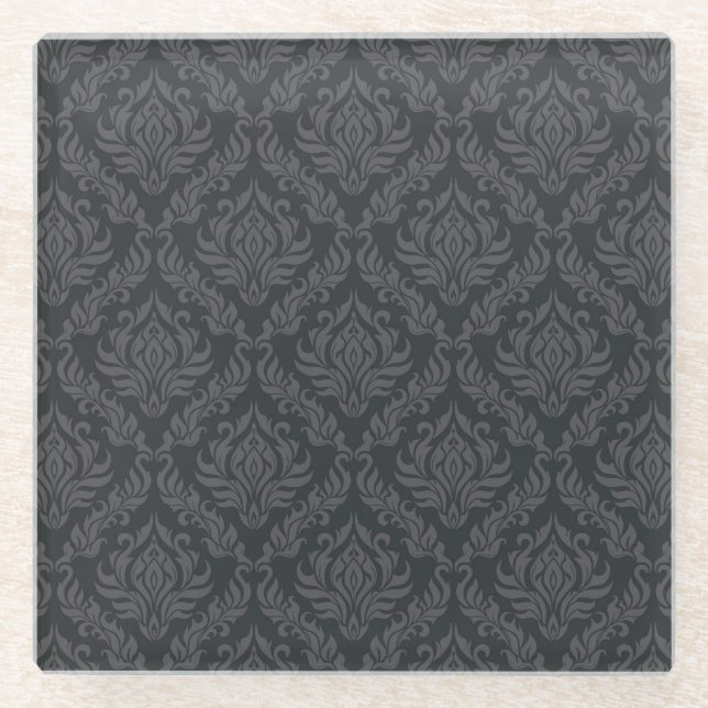 Dessous-de-verre En Verre Motif 6 de damassé (Devant)