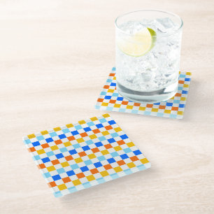 Dessous-de-verre En Verre Motif à carreaux de feu et de glace