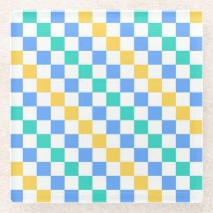 Dessous-de-verre En Verre Motif à carreaux diagonaux pour une journée à la p