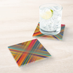 Dessous-de-verre En Verre Motif à carreaux kriss kross coloré