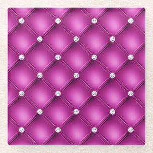 Dessous-de-verre En Verre Motif à losanges en relief de diamant rose de luxe