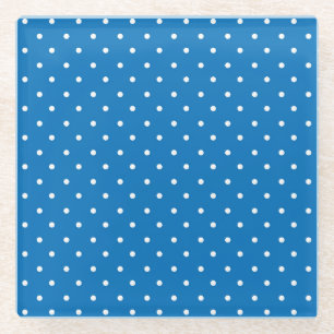Dessous-de-verre En Verre Motif à pois sur fond bleu uni 