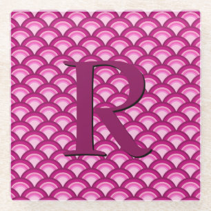 Dessous-de-verre En Verre Motif à vagues Art déco - magenta et rose