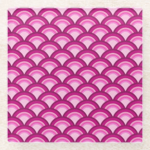 Dessous-de-verre En Verre Motif à vagues Art déco - magenta et rose