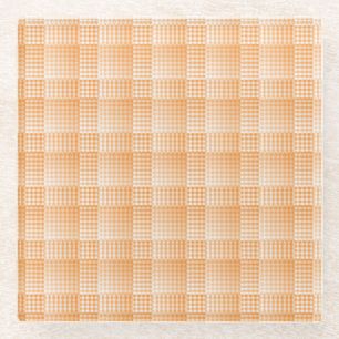 Dessous-de-verre En Verre Motif abstrait à carreaux orange et blanc