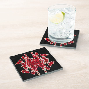 Dessous-de-verre En Verre Motif Abstrait Black White Red Graphic