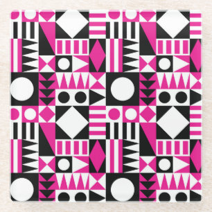 Dessous-de-verre En Verre Motif abstrait moderne du milieu du siècle.