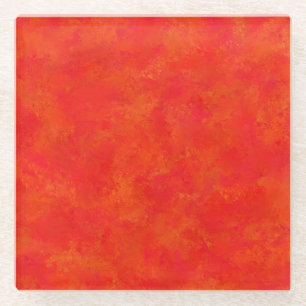 Dessous-de-verre En Verre Motif abstrait orange rouge