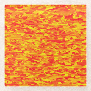 Dessous-de-verre En Verre Motif Abstrait orange rouge jaune
