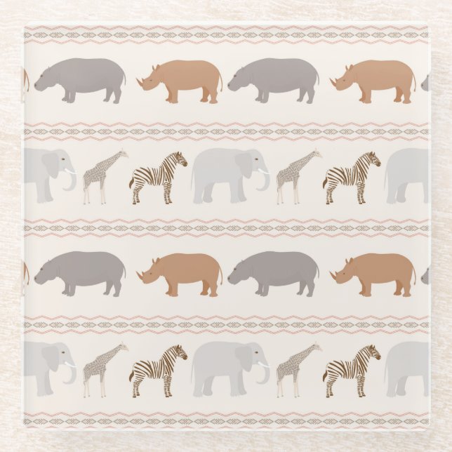Dessous-de-verre En Verre Motif africain 1 d'animaux (Devant)