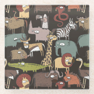 Dessous-de-verre En Verre Motif africain d'animaux