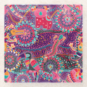 Dessous-de-verre En Verre Motif animal de style ethnique