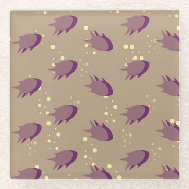 Dessous-de-verre En Verre motif avec des poissons (Devant)