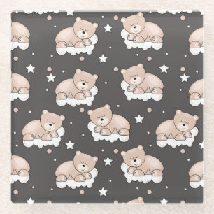 Dessous-de-verre En Verre motif avec le petit sommeil d'ours