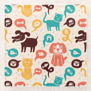 Dessous-de-verre En Verre Motif avec les chats et les chiens drôles