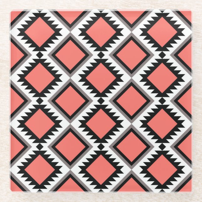 Dessous-de-verre En Verre Motif Aztec (Devant)