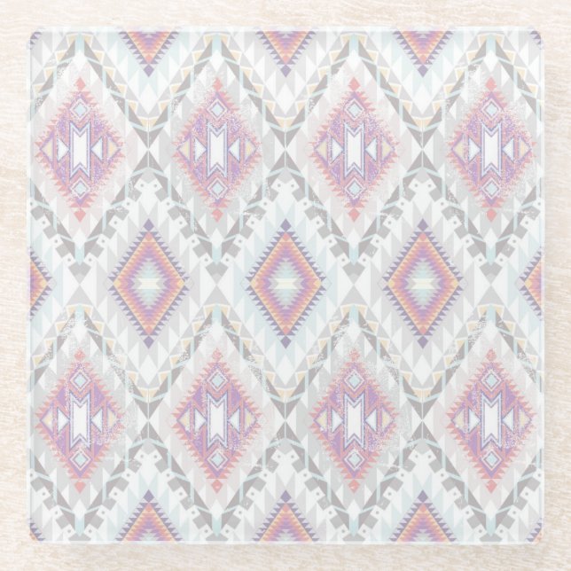 Dessous-de-verre En Verre Motif aztèque géométrique abstrait (Devant)