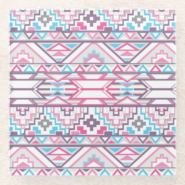Dessous-de-verre En Verre Motif aztèque géométrique abstrait 3 (Devant)