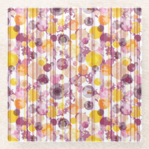 Dessous-de-verre En Verre Motif blanc rayé tacheté