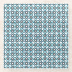 Dessous-de-verre En Verre Motif bleu et gris