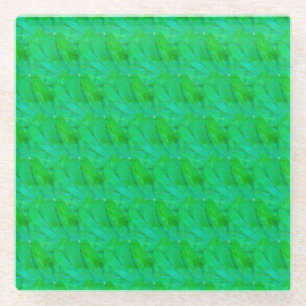 Dessous-de-verre En Verre Motif botanique abstrait vert trèfle moderne 