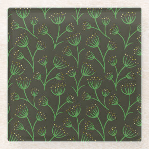 Dessous-de-verre En Verre Motif botanique de couleur bleue de style vintage