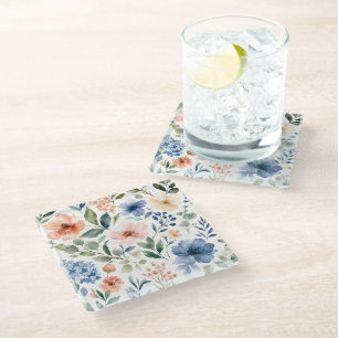 Dessous-de-verre En Verre Motif botanique moderne de fleur sauvage à l'aquar