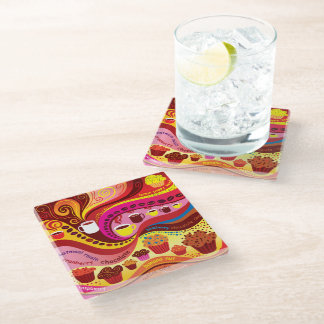 Dessous-de-verre En Verre Motif café et muffins