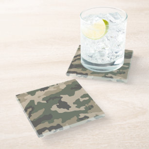 Dessous-de-verre En Verre Motif Camo Vert