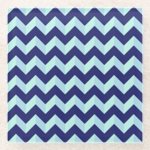 Dessous-de-verre En Verre Motif Chevron Bleu