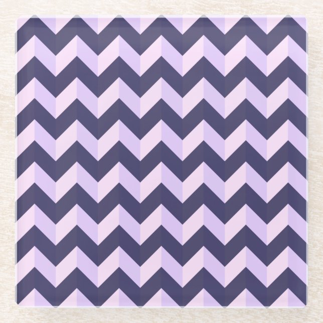 Dessous-de-verre En Verre Motif Chevron Violet (Devant)