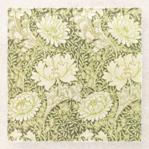Dessous-de-verre En Verre Motif Chrysanthème de William Morris Vintage
