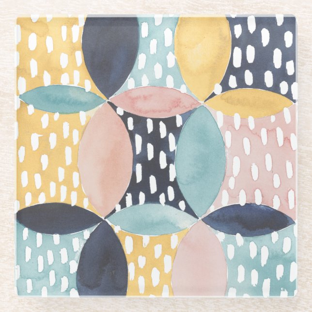 Dessous-de-verre En Verre Motif circulaire Abstrait (Devant)