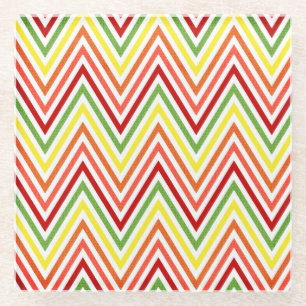 Dessous-de-verre En Verre Motif coloré de Chevron de zigzag