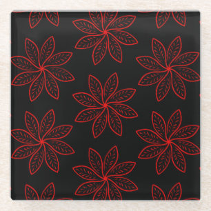 Dessous-de-verre En Verre Motif cramoisi sur fond noir