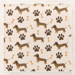 Dessous-de-verre En Verre Motif Dachshund : conception d'impression Vintage