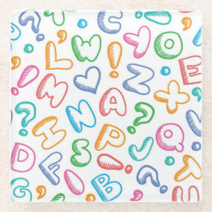 Dessous-de-verre En Verre motif d'alphabet