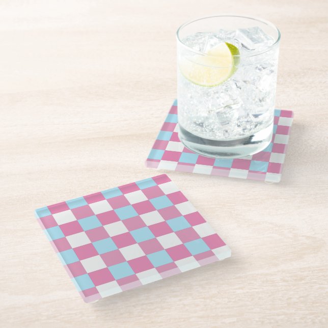 Dessous-de-verre En Verre Motif damier (Incliné)
